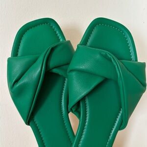 J. Crew Green Sandals with Twisted Strap